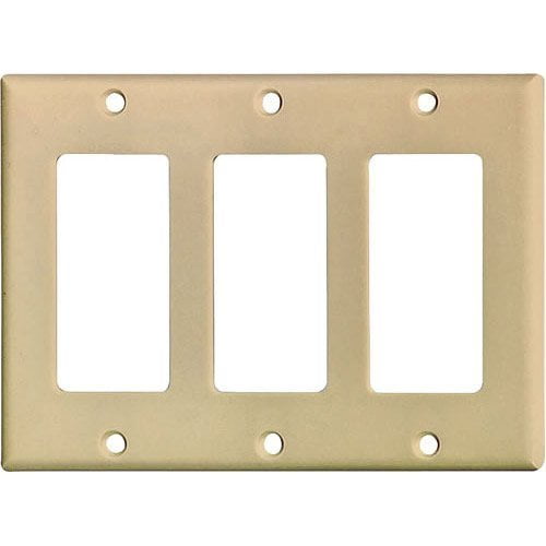 Cooper Wiring Devices 2163V 3-Gang Decorator GFCI Rocker Switch Wall Plate, Standard Size, Thermoset Plastic, Ivory
