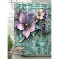 thumbnail image 2 of Fsddascl Purple Floral Shower Curtain Set - 72" x 78" Washable Bathtub Curtain with 12 Hooks, Spring Leaves Botanical Vintage Walls Waterproof Fabric Stall Shower Curtains for Bathroom/Bathtub, 2 of 6
