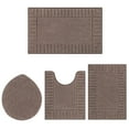 thumbnail image 4 of MeyJey Bathroom Rugs Set of 4 Piece, Bath Mats, Microfiber Non Slip Shaggy Ultra Soft Bathroom Runner with U Shaped Contour Toilet Mat for Bathroom, Shower Inside Floor, Brown, 4 of 16