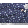 thumbnail image 2 of Soimoi Blue Heavy Canvas Fabric Moon & Stars Galaxy Print Sewing Fabric Yard 58 Inch Wide, 2 of 3