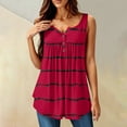 thumbnail image 2 of NAMTYQX Shirts for Women Trendy Boxy Fit Casual Button Vneck Sleeveless Fashion Peplum Plus Size Trendy Tops for Women 2025 Red Size 3XL, 2 of 5