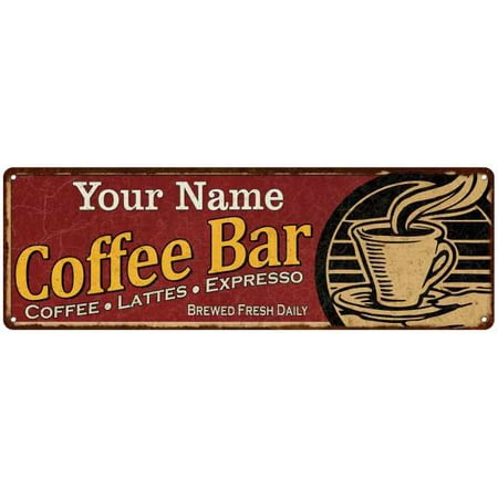 Name Coffee - Your Name Coffee Bar Red Chic Sign Home Kitchen Décor Gift 6x18 G6180006000