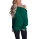 thumbnail image 1 of Jersey INFITTY para mujer con hombros descubiertos y mangas de murciélago, color verde, 1 of 5