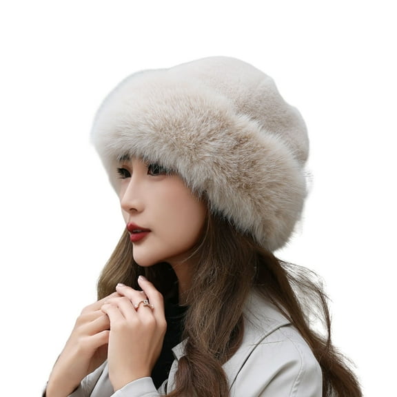 Mosey Women Hat Fashionable Solid Color Winter Hat Thicken Warm Soft Comfortable Plush Hat for Cold Weather