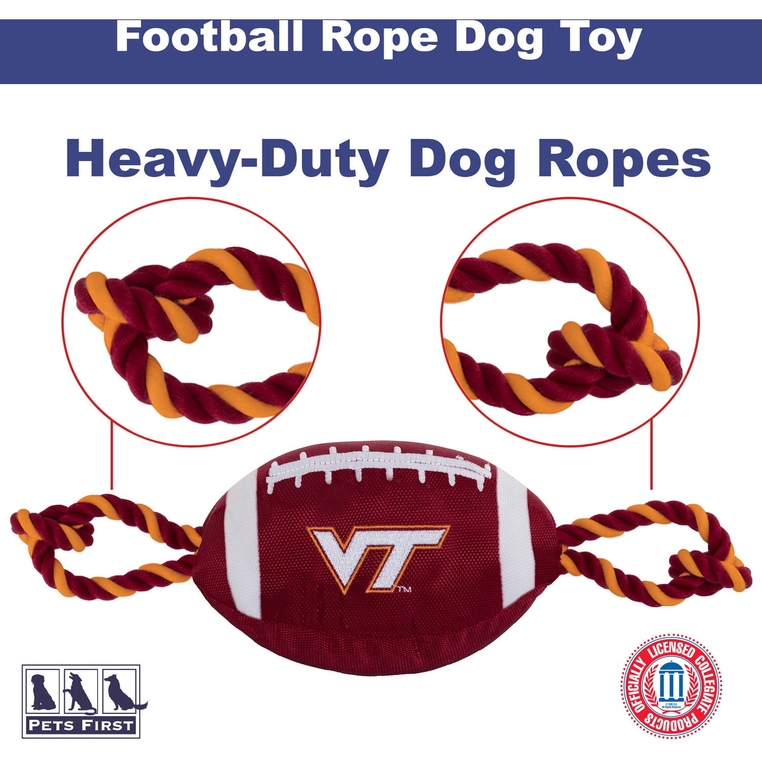 Pets First Collegiate Virginia Tech Nylon Football-Licensed