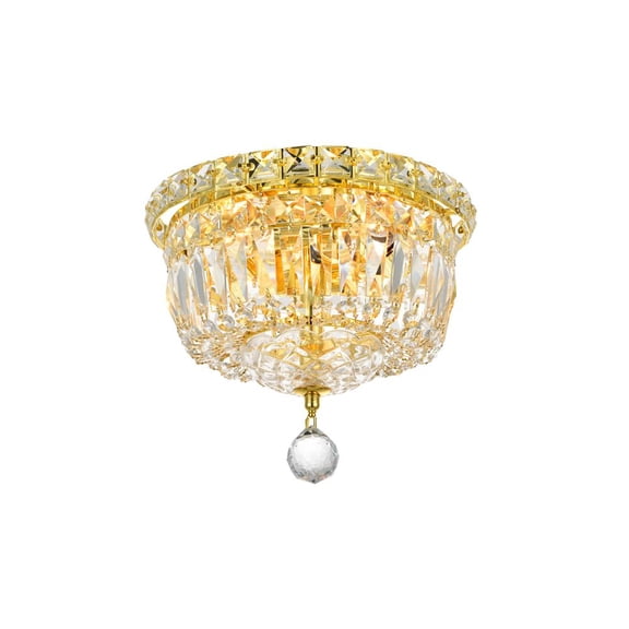 Elegant Lighting Tranquil 10" 4 Light Royal Crystal Flush Mount