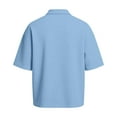 thumbnail image 5 of Afuyipoi Men's Waffle Knit Polo Shirts, Short Sleeve Button Down Collar Casual Shirt Top Light Blue Size L, 5 of 10