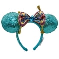 thumbnail image 3 of Fashion Minnie Ears Sequin Diamonds Aladdin Queen Sparkle Bow Headband Blue/Green, 3 of 13