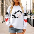 thumbnail image 4 of Women's Vintage Football Graphic Crew Neck Long Sleeve Pullover Sweatshirt, Oversized Loose Fit Drop Shoulder Casual Top, for Daily Wear or Trendy Street Style Outfits White L, 4 of 4