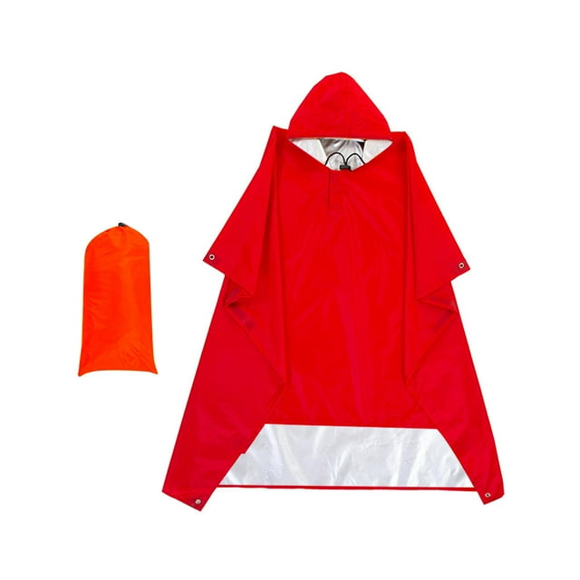 Tachiuwa Rain Poncho Water Resistant Emergency for Climbing Outdoor Activities Riding Red