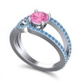 thumbnail image 2 of 2.50 Carat Stunning Round Cut Pink Sapphire & Blue Topaz Gemstone Bridal Ring for Ladies 18K White Gold Size 6.5 by Diamond-Capitals, 2 of 8