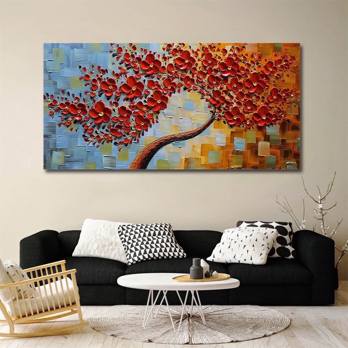 Dropship Hand Painted Oil Painting Original Tree Painting On Canvas Large  Abstract Gold Big Tower Tree Landscape Acrylic Oil Painting Modern Living  Room Wall Art Decor to Sell Online at a Lower