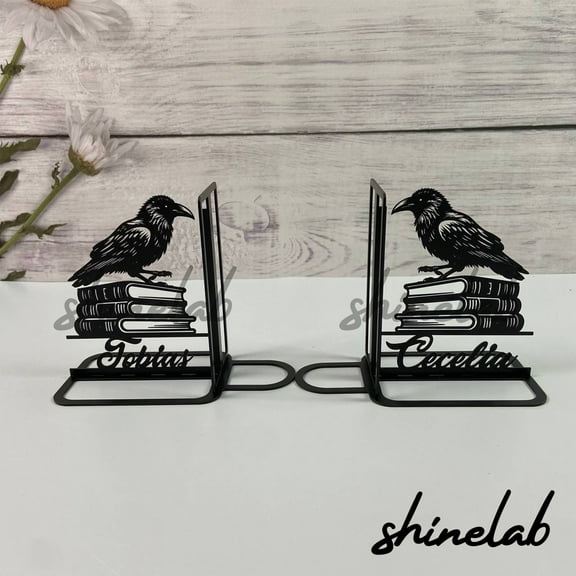 Shinelab Puffin Bird Metal Bookend Puffin Bird Name Bookend, Artistic Pet Desk Bookshelf Decor 5432