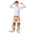 thumbnail image 2 of FORMRS Boys Pajama Pants with Pockets Size 11-12Y Kids Lounge Sleep Bottoms, Purple Triangles, 2 of 8