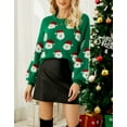 thumbnail image 2 of Christmas Sweaters for Women Juniors Cute Santa Claus Patch Trendy Pullover Sweters Lantern Sleeve Cropped Sweater Shermie, 2 of 6