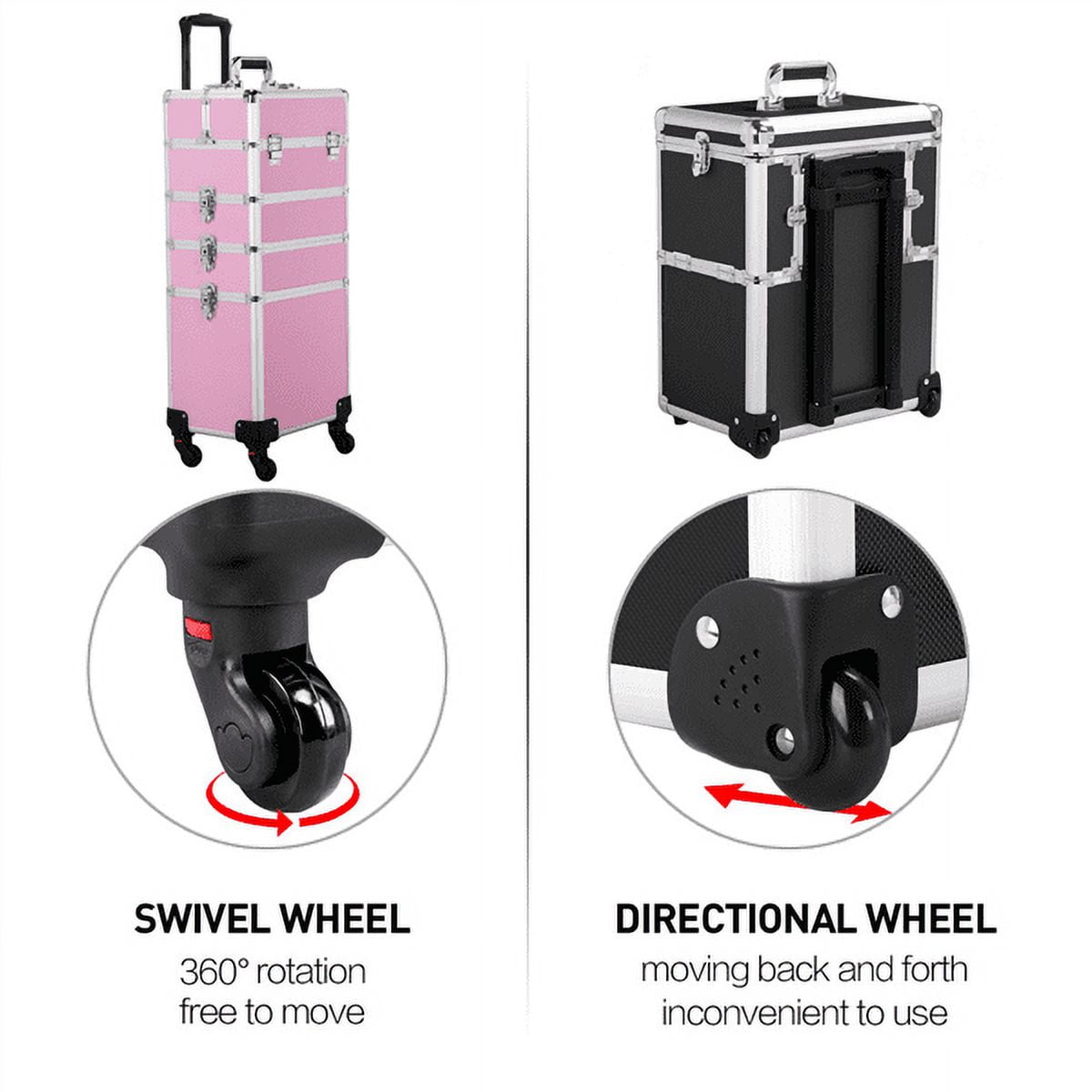 Alden Design Professional Aluminum Makeup Case with Wheels, Pink