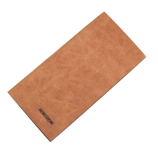 Cartera plegable ultradelgada larga para hombre, monedero simple, tarjetero de crédito vintage, talonario de cheques, embrague, cuero suave seitruly BB7241-04