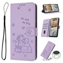 Flip Case for Motorola Edge 2025 PU Leather Wallet Case with Card Slots Magnetic Clasp Stand Function Cover Lovely Embossed with Wrist Strap Soft Inner Case for Motorola Edge 2025 - Purple