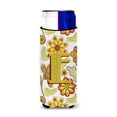 thumbnail image 1 of Caroline's Treasures CJ2003-EMUK Letter E Floral Mustard and Green Ultra Hugger for slim cans, Slim Can, multicolor, 1 of 2
