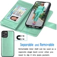 thumbnail image 3 of Tekcoo Wallet Case for iPhone 12 Pro Max / iPhone 12 Mini 2020 Luxury ID Cash Credit Card Slots Holder Carrying Pouch Folio Flip PU Leather Cover [Detachable Magnetic Hard Case] Lanyard - Turquoise, 3 of 6
