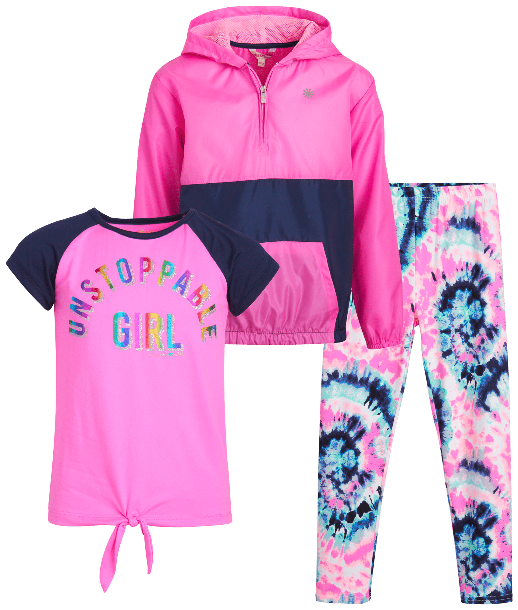 dELiA*s Girls' Leggings Set 3 Piece Windbreaker Jacket, TShirt, and