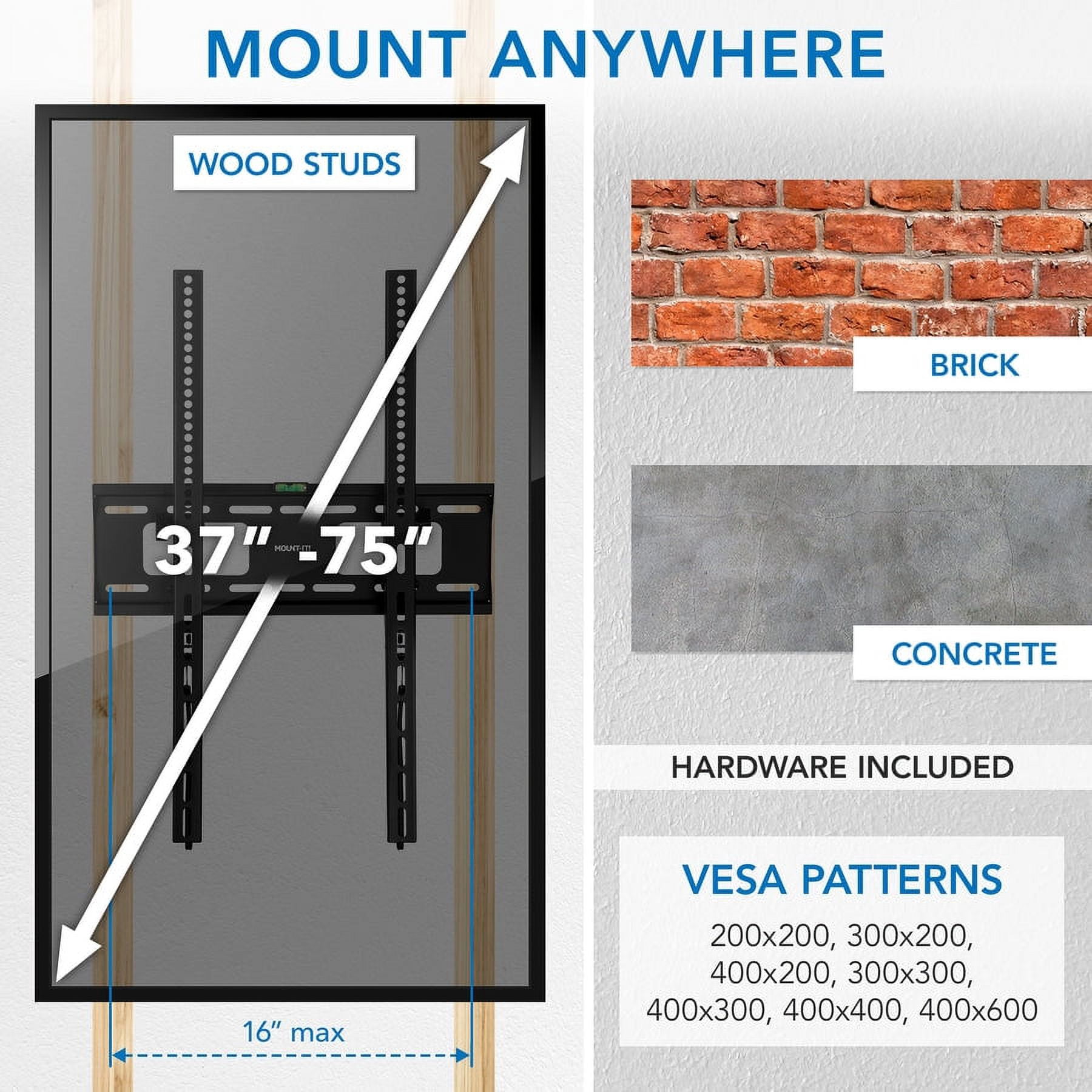 Mount-It! Portrait TV Wall Mount, from Screen sizes 37" to 75"