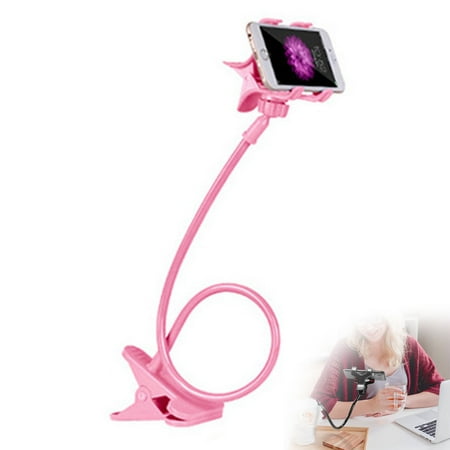 Gooseneck Cell Phone Holder â 29.5in Flexible Long Arm Stand for Bed, Desk, or Kitchen, Hands-Free Clip Mount for & Android, Pink,