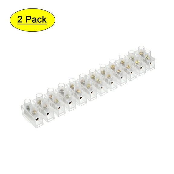 Uxcell 20A 12 Position Dual Row Type H Screw Terminal Block 2 Count