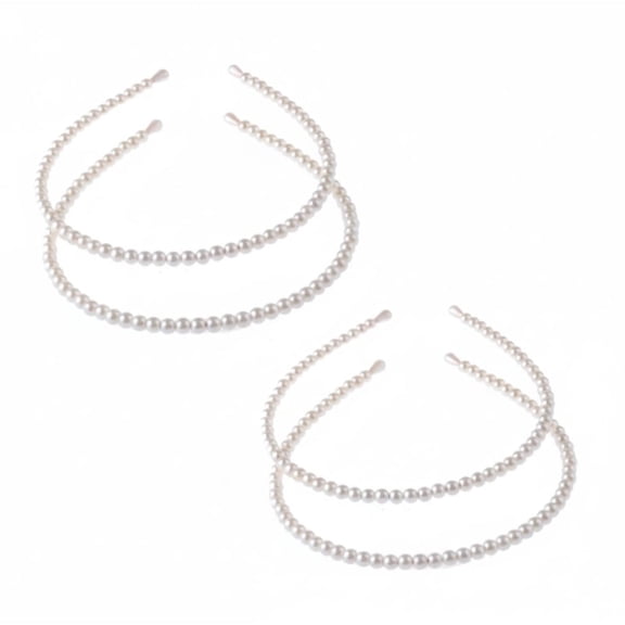 4 Pack Imitation Pearl Headbands for Women, Elegant Full Pearl Bead Hair Hoop for Wedding Party & Daily Wear