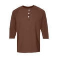 thumbnail image 6 of Nestiefly 3/4 Sleeve Shirt for Men Fit Henley T-Shirt Pullover Lightweight Gym Workout Baseball Shirts Button Up Tops Brown 2XL, 6 of 7
