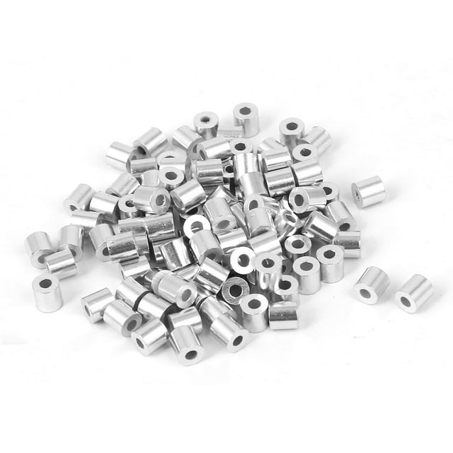 Unique Bargains 1.5mm Hole Steel Wire Rope Aluminum Ferrules Sleeves 4mm Long 100pcs
