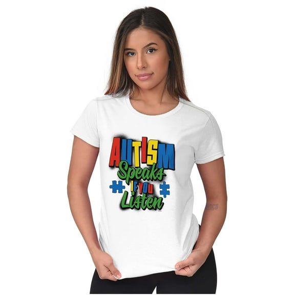 Autism Speaks If You Listen Awareness Womens Slim Fit Graphic Tee Brisco Brands L