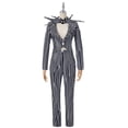 thumbnail image 4 of Disfraz de Jack Skellington de la película The Night para mujer, hombre y adulto, uniforme, chaqueta de rayas blancas y negras, pantalones y máscara para Halloween, 4 of 5