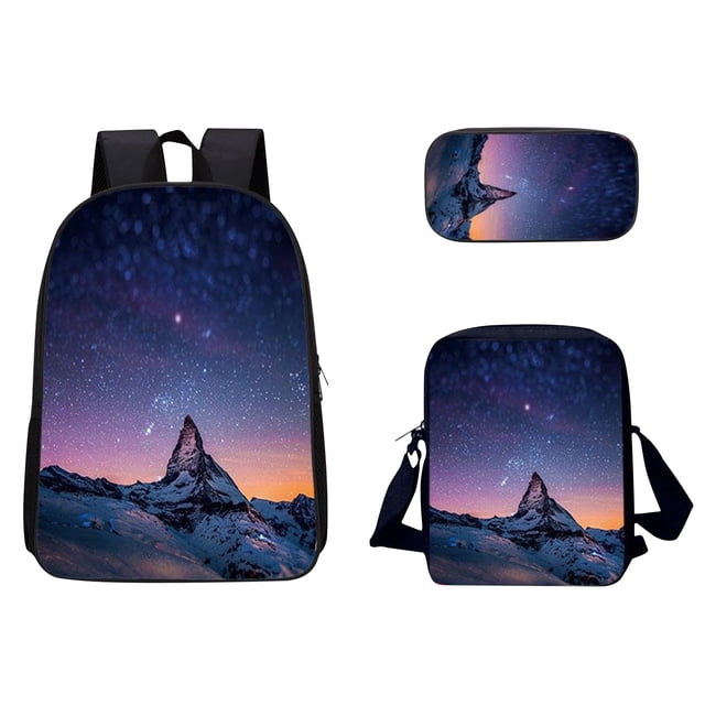 Agiferg 3D Sky Pattern School Bag Breathable Travel Outdoor Multifunctional Bag 3PC