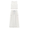 thumbnail image 5 of Mifsaly 2 Piece Skirt Sets for Women Sleeveless Crop Top and High Waist A-Line Skirt with Pockets Comfortable Summer Vacation Matching Lounge Set XXL, 5 of 8