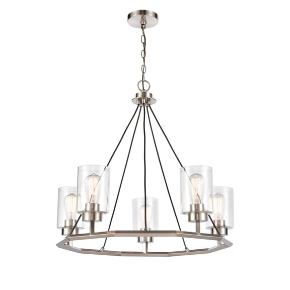 441-5CH-BSN-CL-Innovations Lighting-Mila - 5 Light Chandelier  Black Satin Nickel Finish with Clear