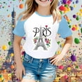 thumbnail image 2 of FhsagQ The 7th Of July Wear City Tourism Commemorative Print Raglan Sleeve Color Block Short Sleeve T Shirt Little Girls The 7th Of July T shirts Size 9/10 Spring Light Blue 7-8 Years, 2 of 4