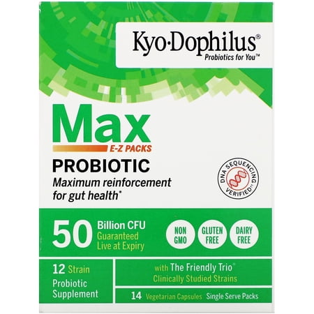 Kyolic Kyo-Dophilus, Max Probiotic E-Z Packs, 50 Billion CFU, 14 Vegetarian Capsules