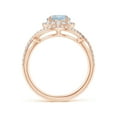 thumbnail image 2 of ANGARA Natural 1.12 ct Aquamarine Crossover Shank Cocktail Ring with Halo in 14K Rose Gold for Women (Size-7mm) | March Birthstone, Anniversary, Jewelry Gift for Women | Natural Aquamarine Ring, 2 of 9