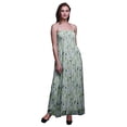 thumbnail image 1 of Bimba Robe Longue Maxi Tube à Smocks Imprimé Feuilles de Bleuet pour Femmes - Très Petit, 1 of 7