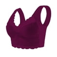 thumbnail image 1 of GDREDA Soutien-Gorge en Polyester Extensible pour Femme Grande Taille Froncé Dos Magnifique Sans Armature Dentelle Poitrine Enveloppée Soutien-Gorge sous-Vêtements Fixé une Tasse Sans Couture Soutien-Gorge de Nuit Camisole Violet,G, 1 of 2