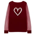 thumbnail image 5 of WXLWZYWL Valentine 's Day Dressy Casaul Tops for Women Heart Print Mesh Long Sleeve Shirts Round Neck Going out Tops, 5 of 6