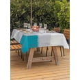 thumbnail image 3 of Outdoor Tablecloths with Umbrella Hole & Zipper, Blue Abstract Tablecloth Rectangle 60x84 Inch, Grey Geometric Oil Painting Vintage Gradient Waterproof Table Cloth, Patio/Pool/Picnic Table Covers, 3 of 8