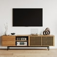 TV Stand with 70.87" Black Solid Wood Media Console for 55 inch TV Full