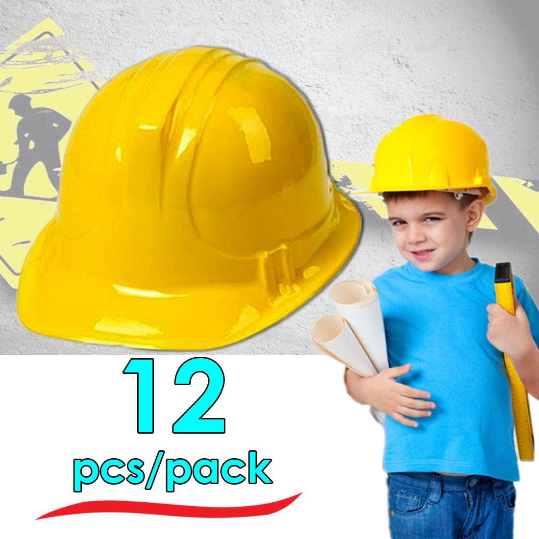 Dazzling Toys Soft Plastic Construction Helmets Hat 12 Hats Per Order