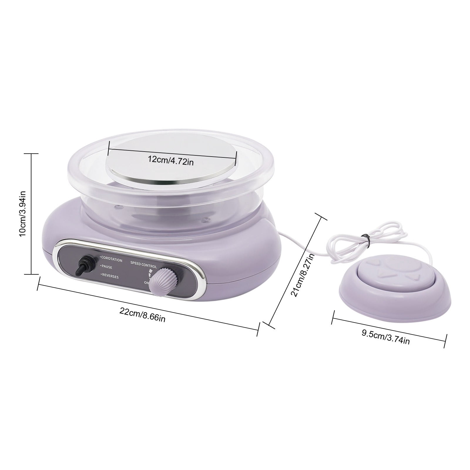 24W Taro Grey Electric Adjustable Speed Pottery Machine Mini Pottery Wheel Machine Kit with Pedal Switch