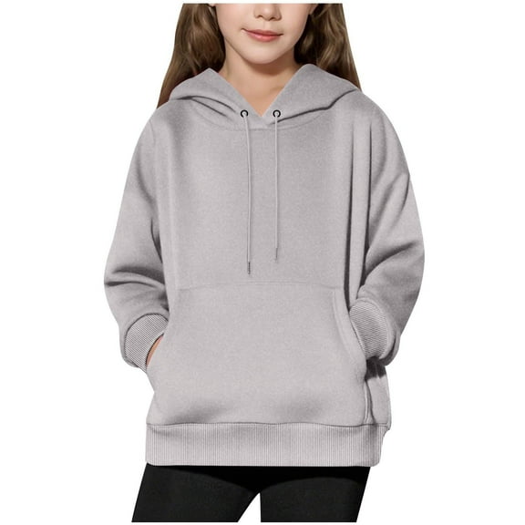 Busydd Girls Clothes 4-14 Years Solid Color Long Sleeve Boys Hoodies Unisex Girls' Boys' Hooded Sweatshirts Casual Comfy Fall Teen Girl Clothes with Pockets