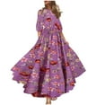 thumbnail image 2 of Weiqiqre Robe Femme Robe Bohème en Mousseline à Imprimé Floral Longue Robes de Soirée Grande Taille Mi-Mollet à Manches Courtes, 2 of 6