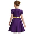 thumbnail image 2 of iiniim Girls Renaissance Victorian Short Sleeve Ruffled Royalty Princess Dress Dark Purple 12, 2 of 7