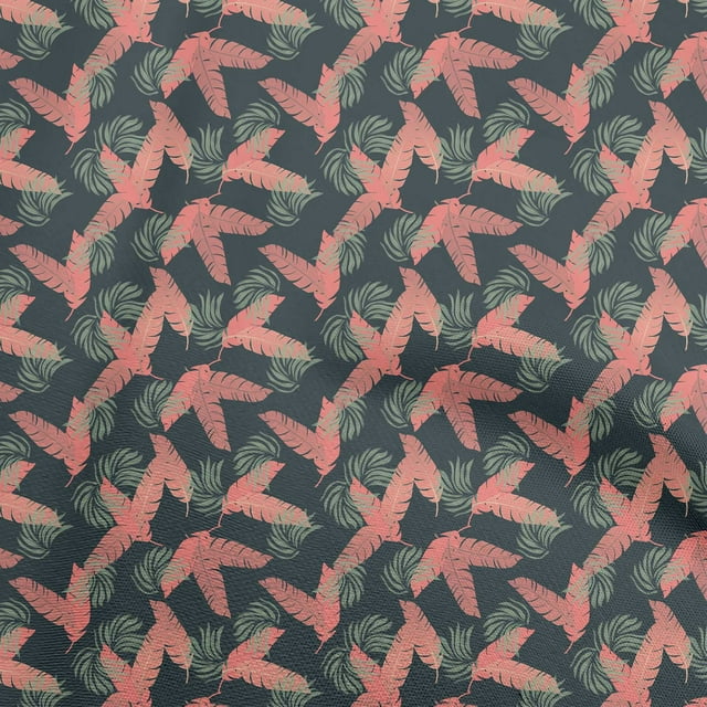oneOone Velvet Black Fabric Leaves Craft Projects Decor Fabric Printed By The Yard 58 Inch Wide